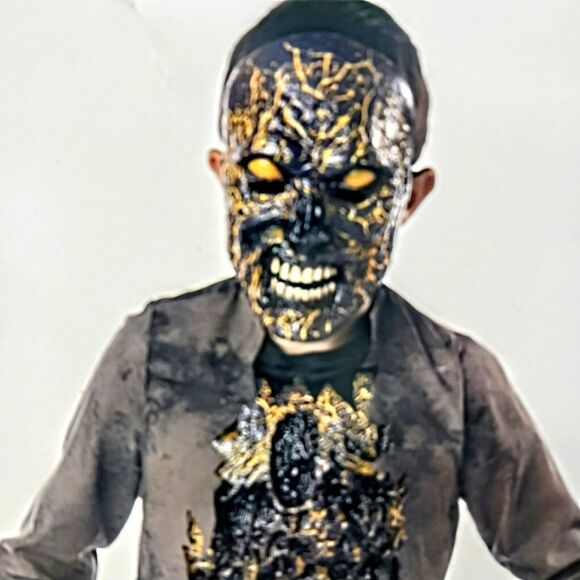 Extreme Scorched Zombie Deluxe Costume CHILD Sz S Lights& Scary Sound Halloween - Picture 4 of 17